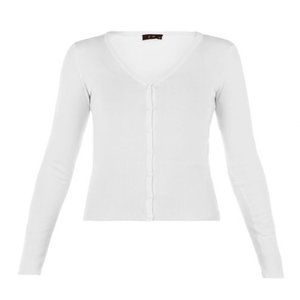Yest Yana Cardigan Sweater White Button Front NEW